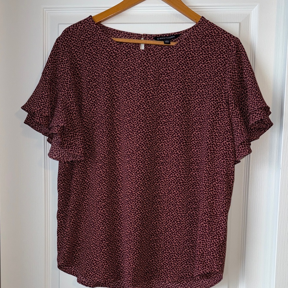41 Hawthorn Burgundy and Black Patterned Blouse